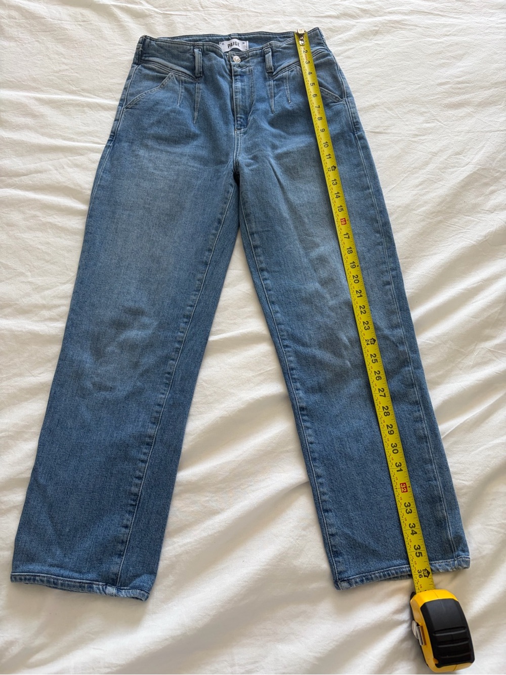 PAIGE Denim Light Wash Sarah Straight Ankle Jeans Size 28 Like New - Picture 14 of 16